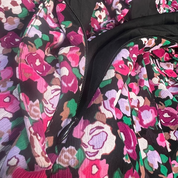 Preppy [J. Crew] Black & Pink Floral V-Neck NWT Ruffle Midi Dress + Pockets | 10 - Picture 10 of 16